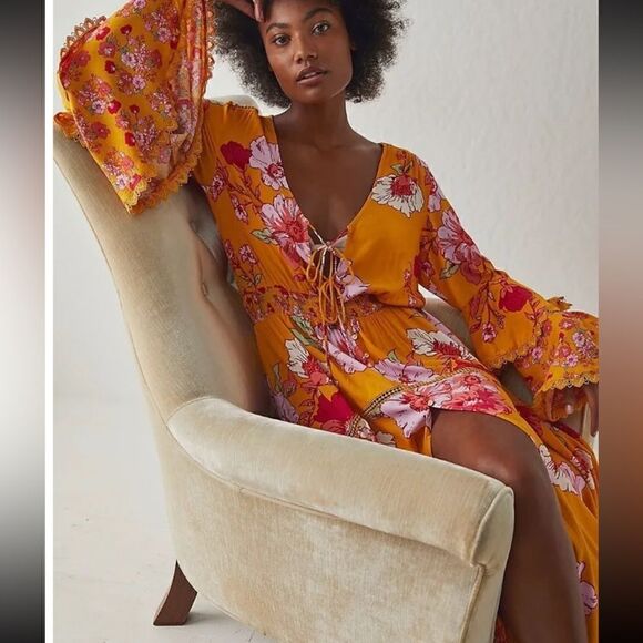 New Free People x Intimately Penny Printed Maxi Bodysuit - Picture 1 of 3